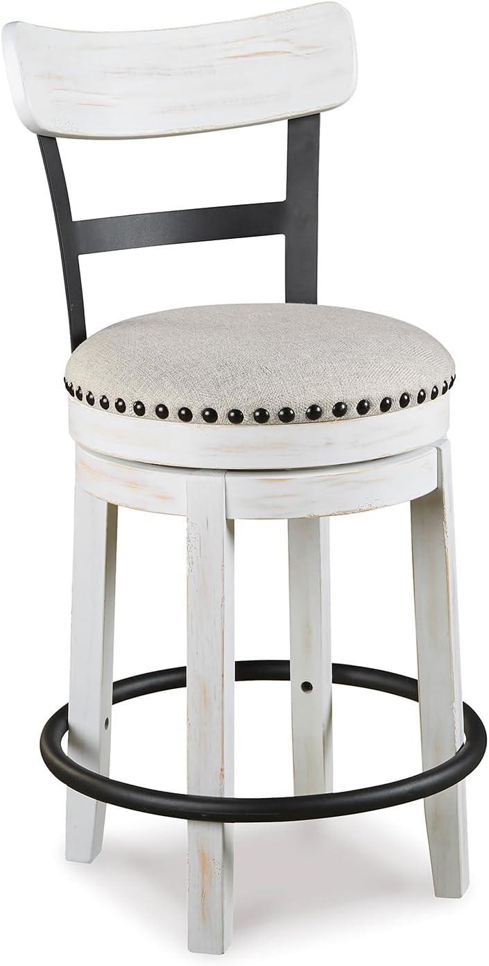 Signature Design by Ashley Valebeck Upholstered Swivel Counter Height Barstool White: Kitchen & Dining Furniture, Curved Back