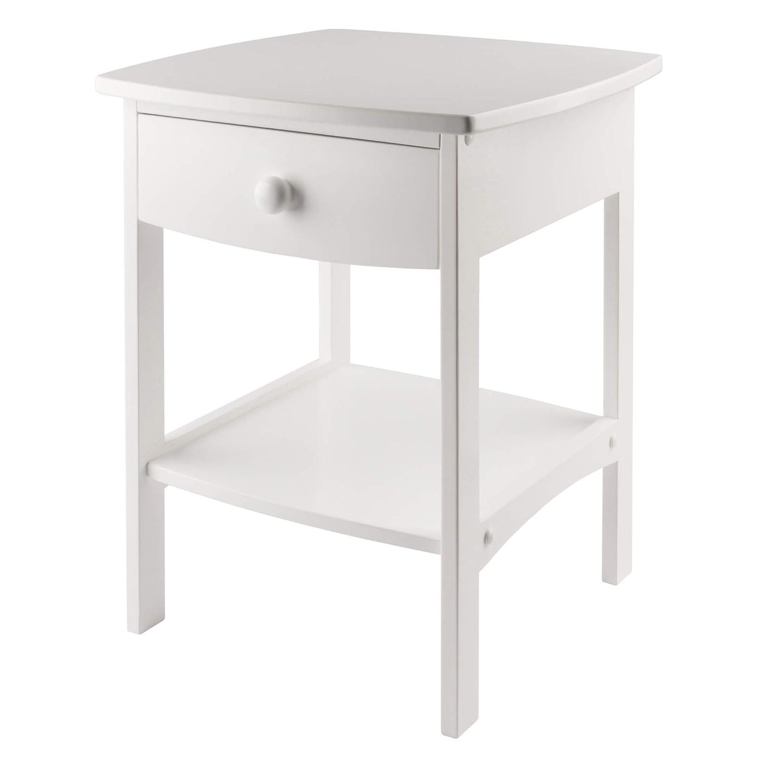 Claire Accent Table White - Winsome: Wood Composite Nightstand with Drawer & Shelf, Spot Clean