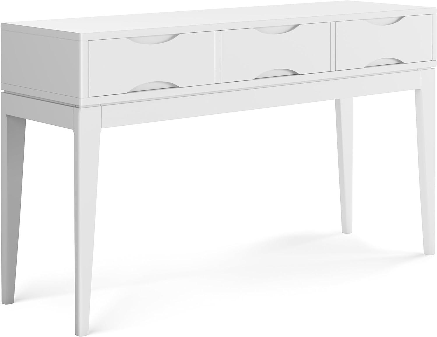 Harper Mid-Century White Solid Hardwood Console with Storage