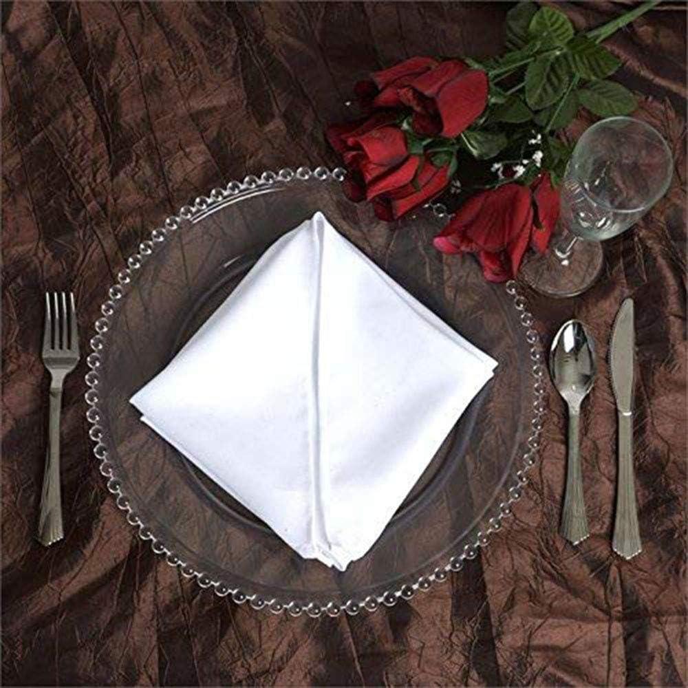 Charge it by Jay Beaded Rim Charger Plate 13” Decorative Glass Service Plate for Home, Professional Dining, Perfect for Upscale Events, Dinner Parties, Weddings, Banquets, Catering, Set of 4, Clear