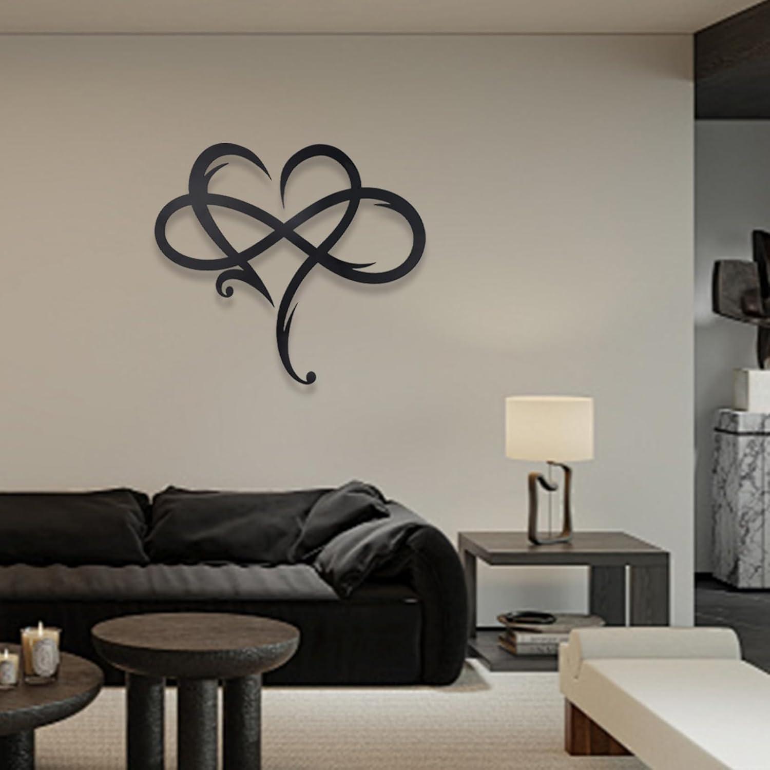 Black Infinity Heart Metal Wall Art Sculpture