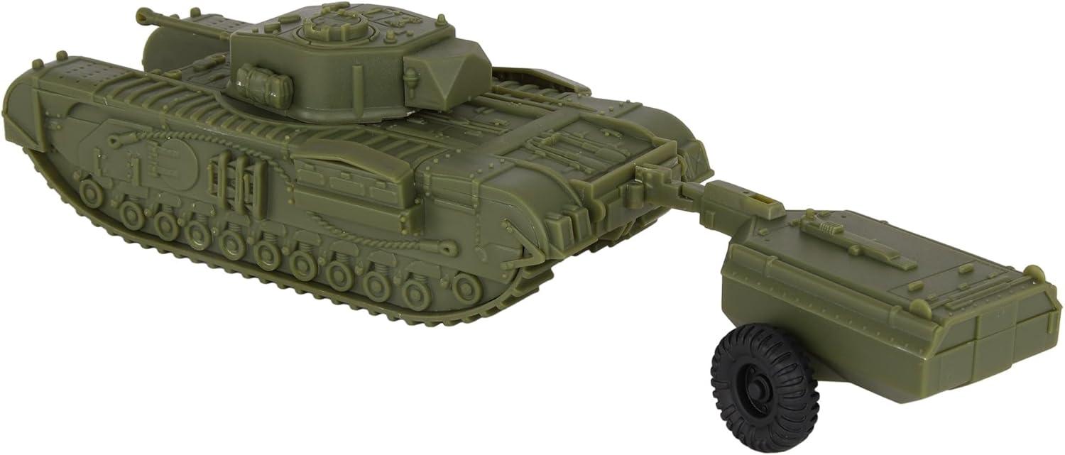 BMC CTS WW2 British Churchill Crocodile Tank - OD Green 1:38 Plastic Army Vehicle