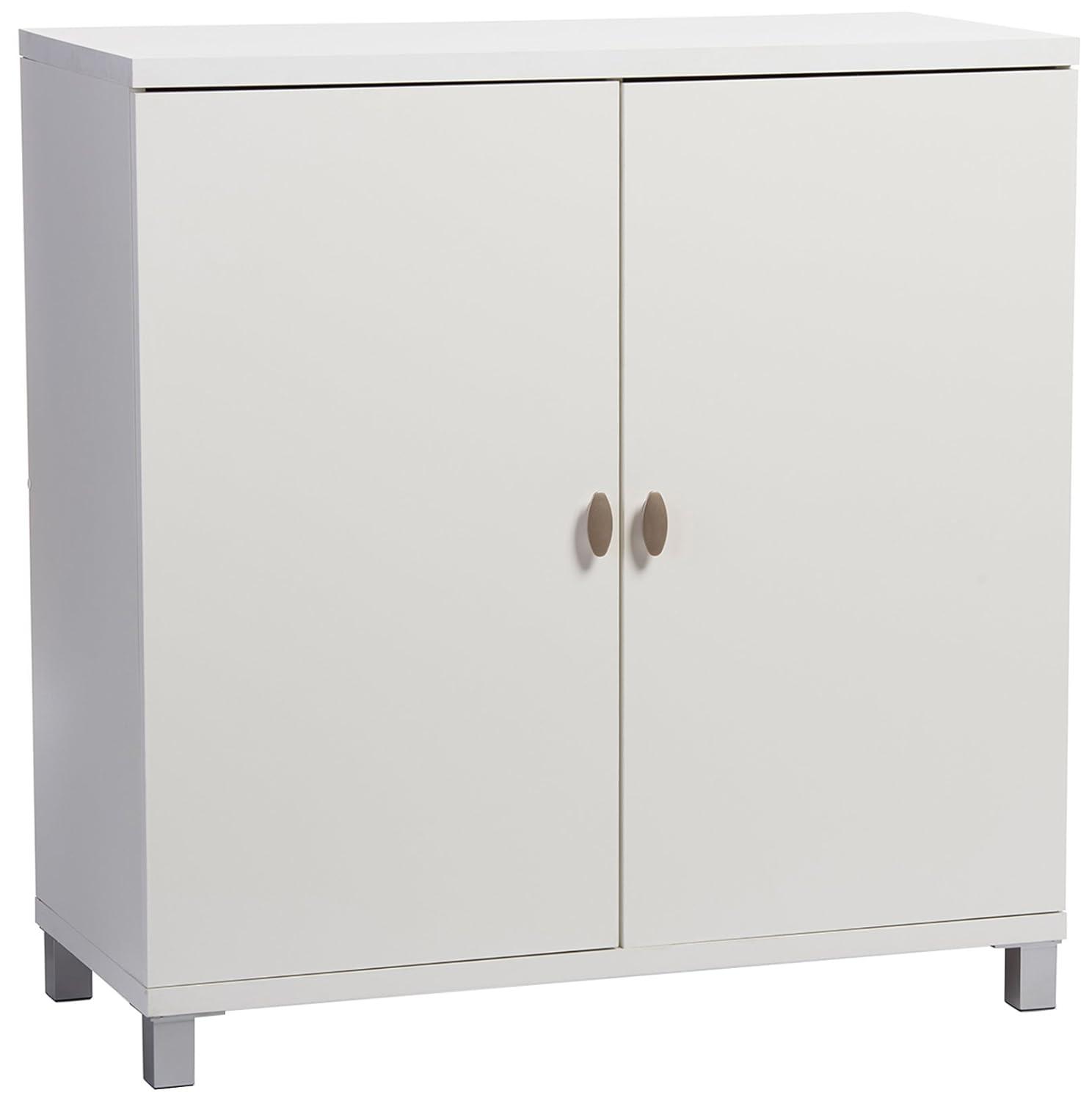 Marcy Modern and Contemporary Wood Entryway Storage Sideboard Cabinet - White - Baxton Studio: Engineered Wood, 5 Shelves, Bag Organizer