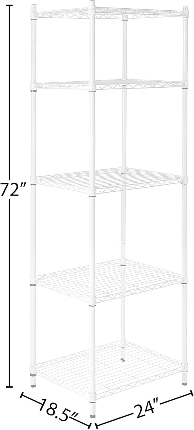 Honey-Can-Do 5-Shelf Steel Heavy Duty Adjustable Storage Shelves, White, Holds up to 250 lb per Shelf