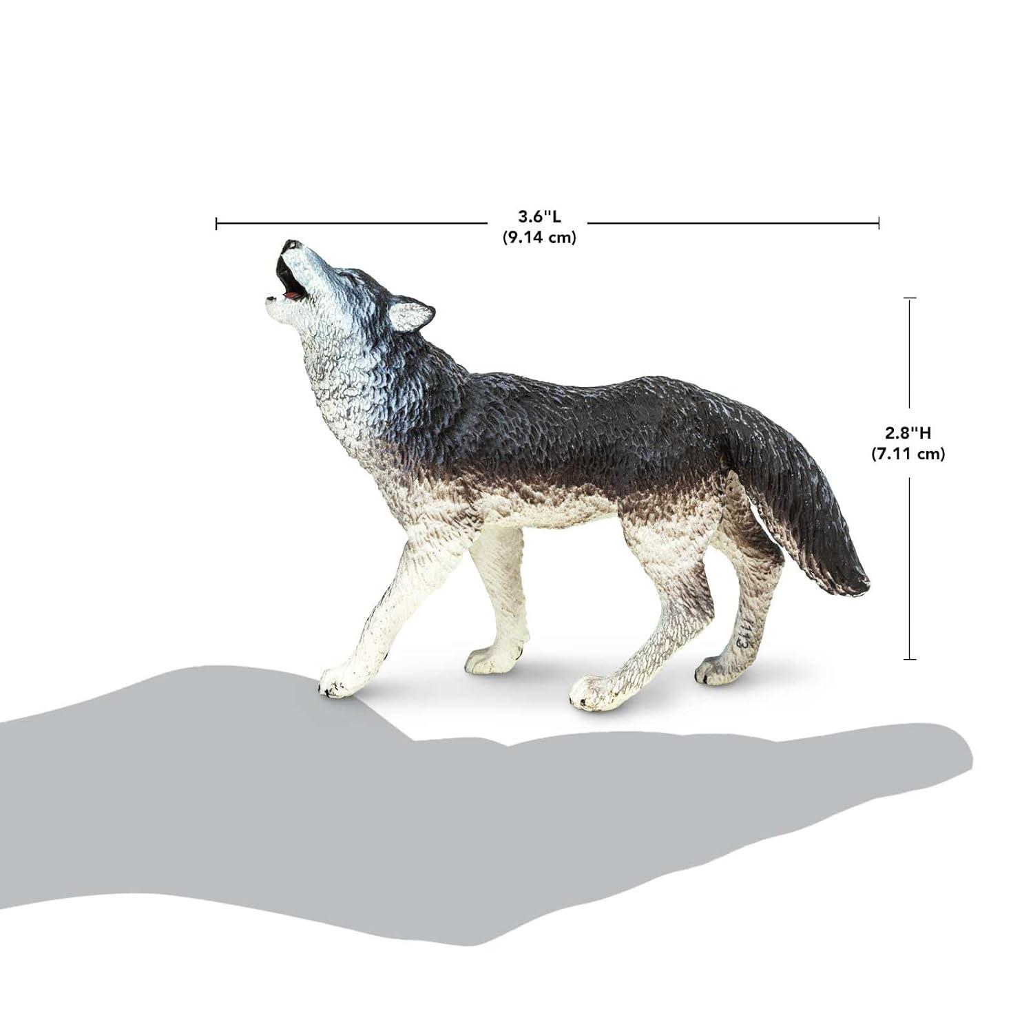 Safari Ltd. Gray Wolf Figurine - Realistic 3.75" Wildlife Figure - Educational Toy for Boys, Girls, and Kids Ages 1+