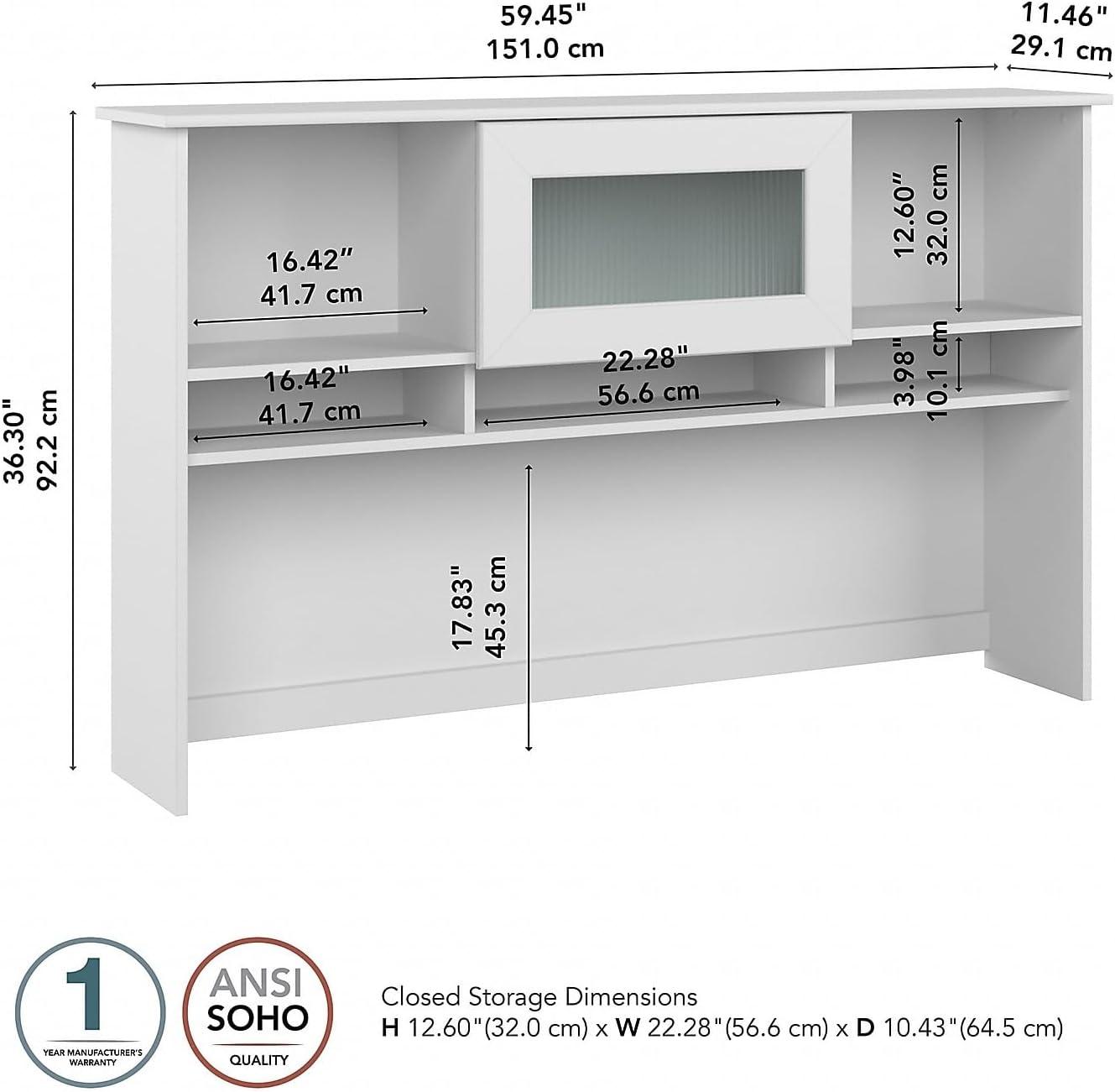 Bush Furniture Cabot Hutch for L Desk or Corner Desk, White