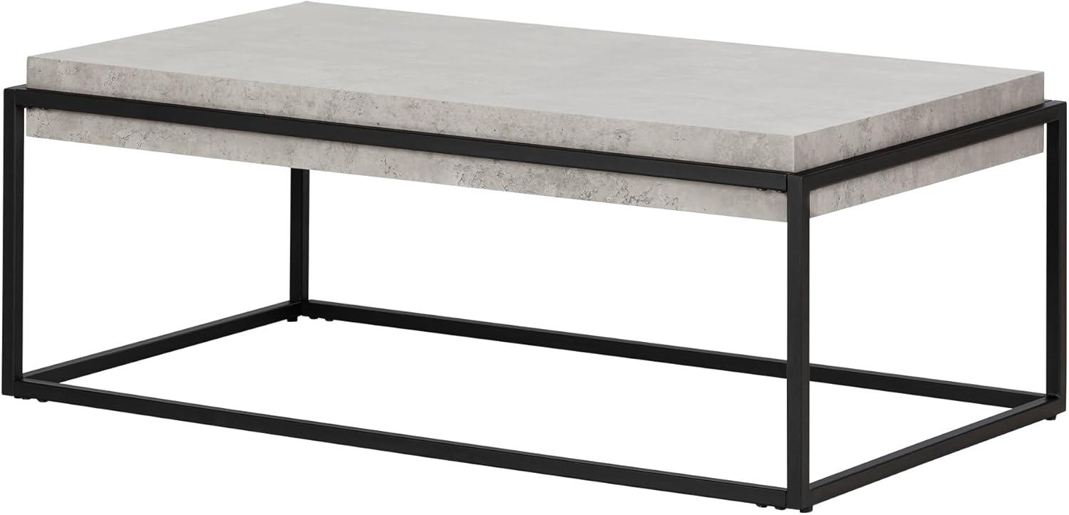 Mezzy Industrial Rectangular Coffee Table in Concrete Gray and Black