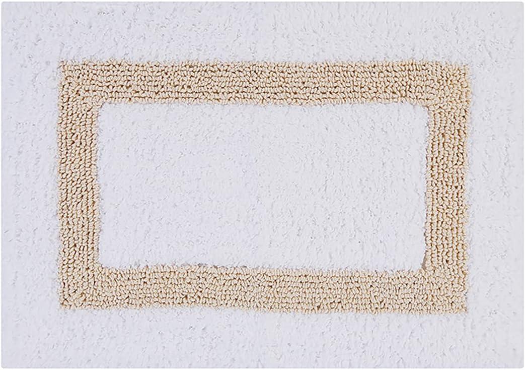 Better Trends Hotel 100% Cotton Tufted Two Tone Reversible Bath Rug 17" x 24" Rectangle - White/Sand