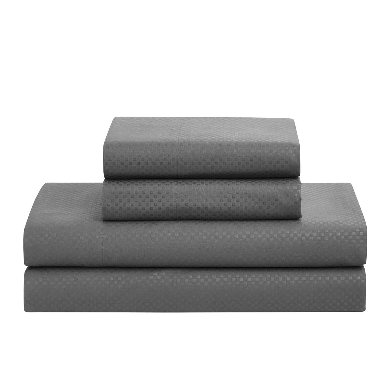 8 Piece Embossed Checkered Bed In A Bag All Season Complete Set - Sweet Home Collection®