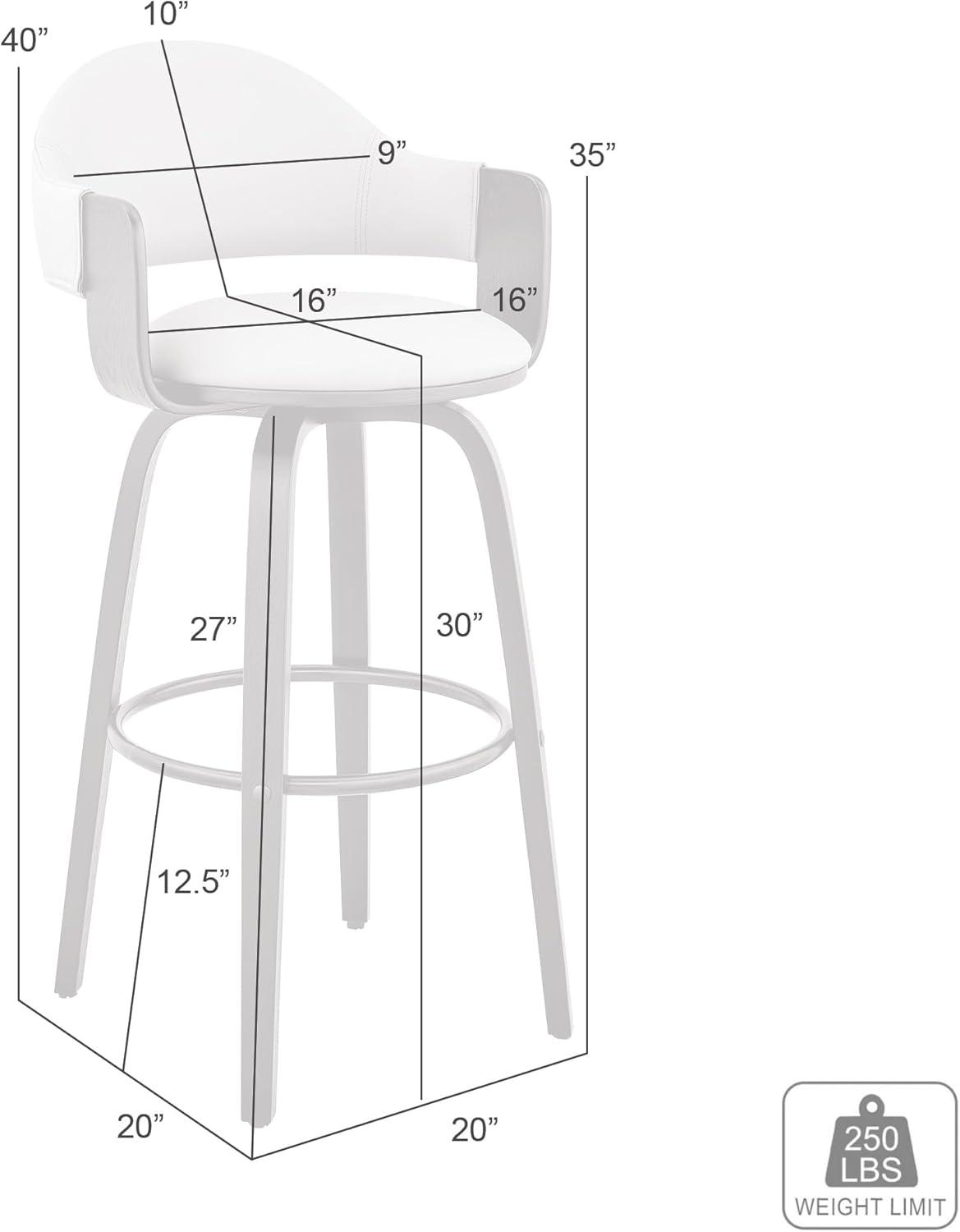 Daxton 30" Cream Faux Leather and Walnut Wood Bar Stool