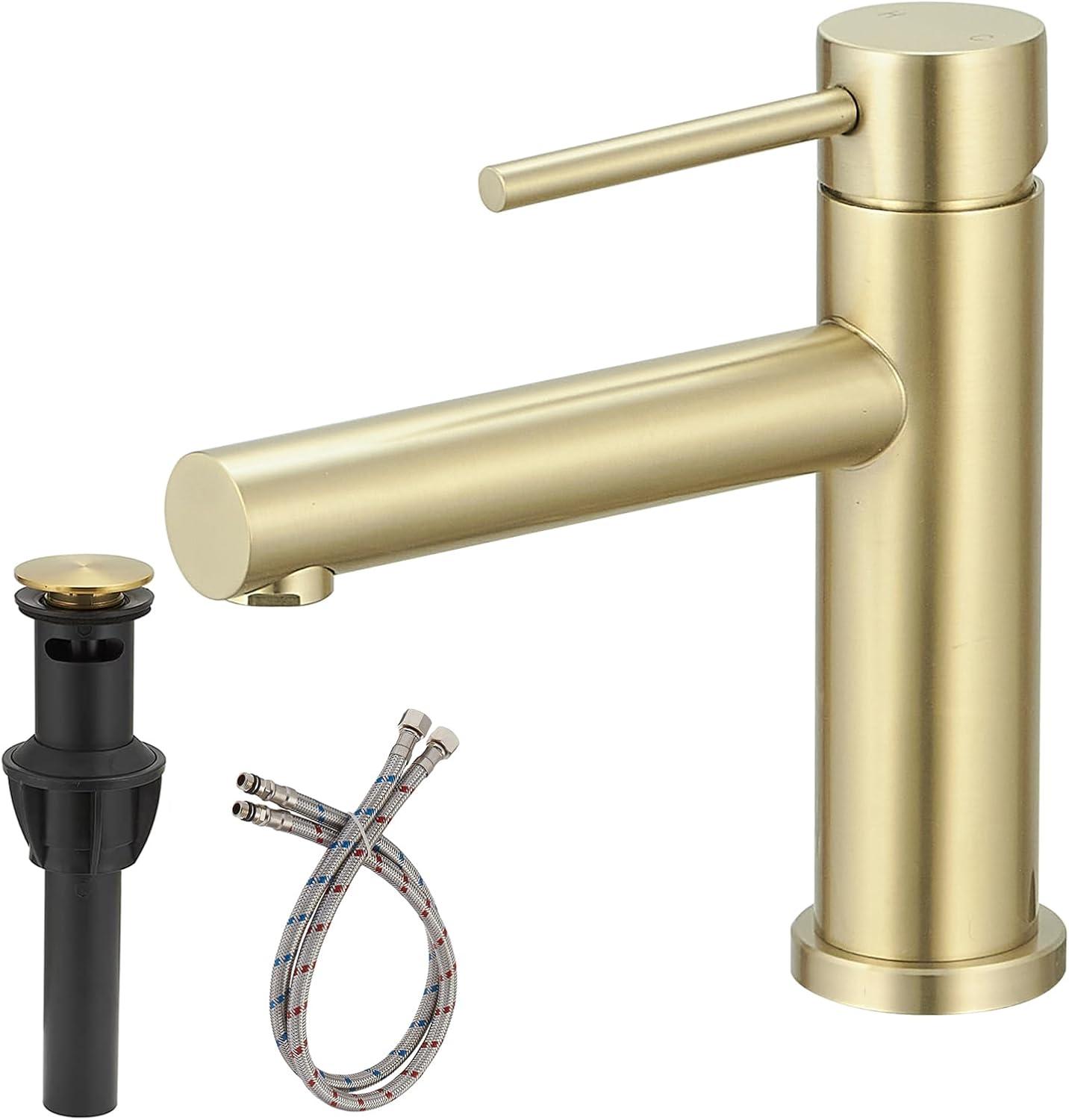 Single-Hole Single-handle Bathroom Faucet with Drain Assembly