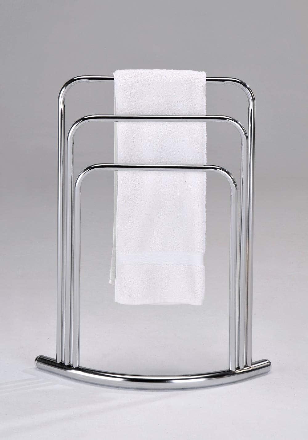 King's Brand Furniture Metal 3 Tier Crescent Bathroom Towel Rack Stand, Chrome