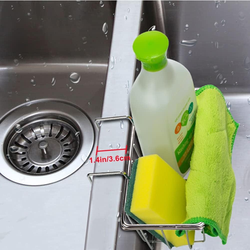 Kitchen Sponge Holder, Stainless Steel Sink Caddy Organizer, Rustproof & Durable Brush Soap Dishwashing Liquid Drainer Basket