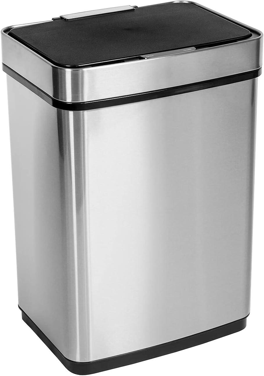 Honey-Can-Do 13.2 Gallon Indoor Touchless Kitchen Trash Can, Stainless Steel