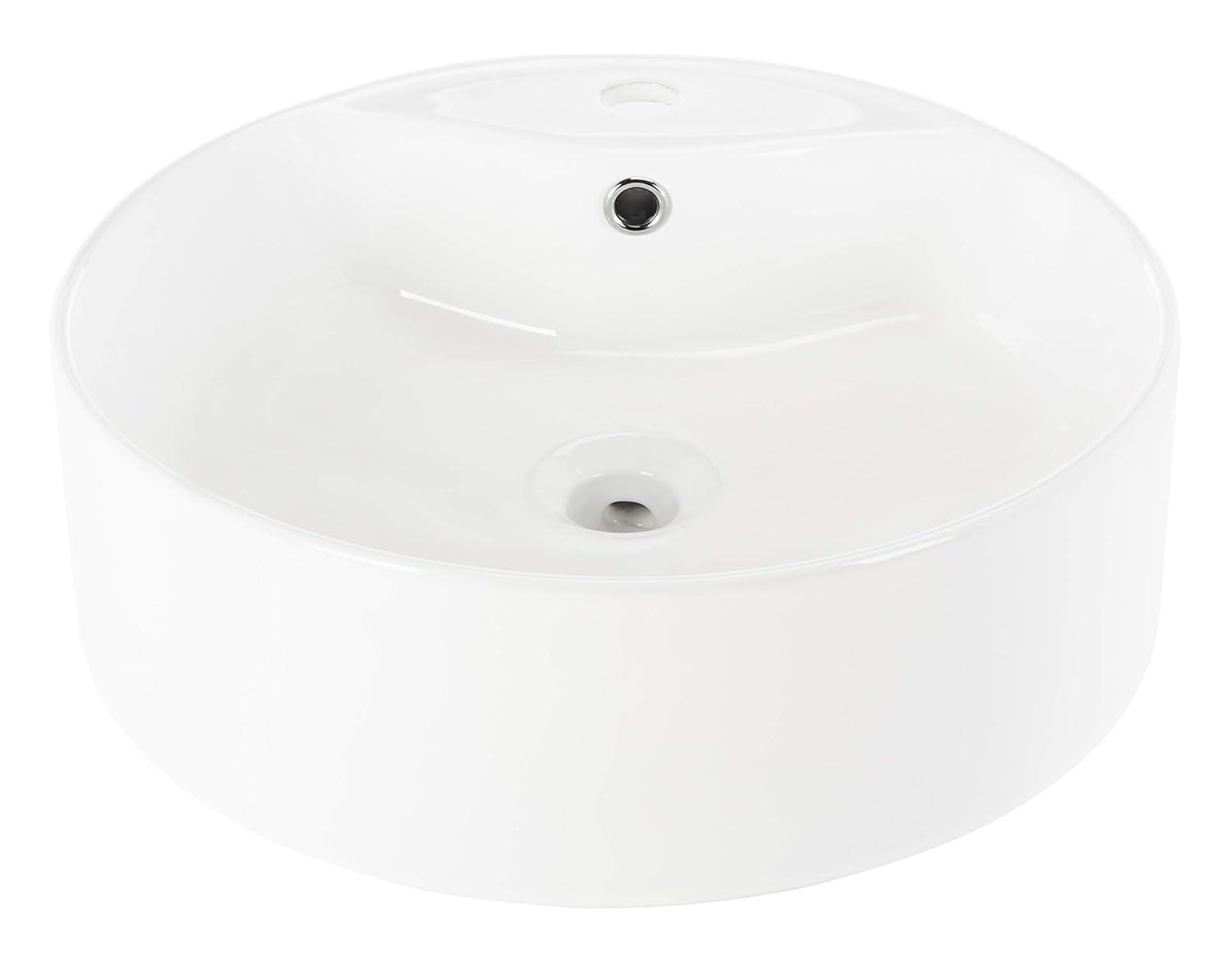 Safavieh Mira 16.92'' White Ceramic Circular Bathroom Sink with Overflow