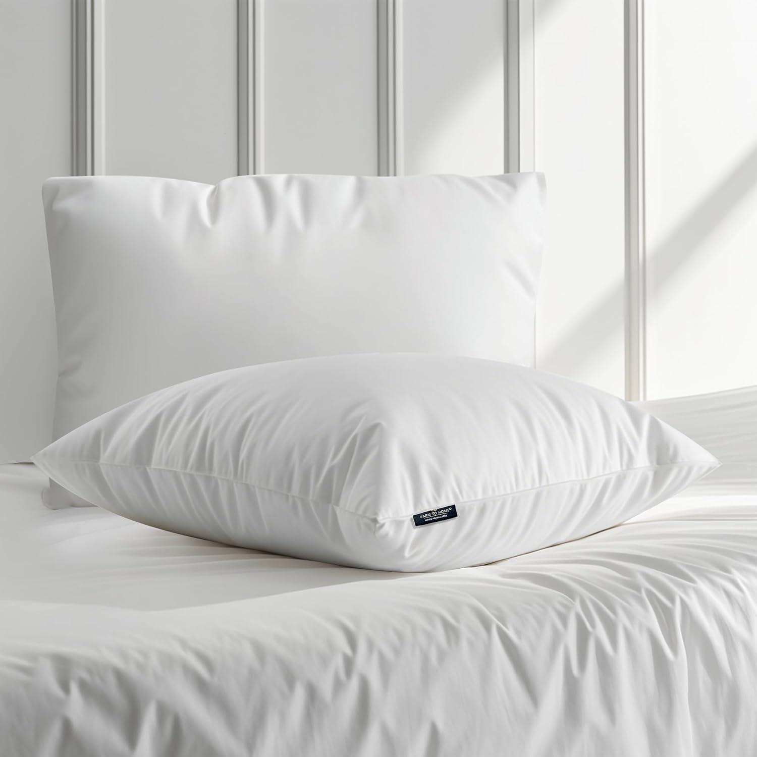 Farm To Home  Organic Blended Cotton Down Alternative Pillow - 2 Pack - White King - Set of 2