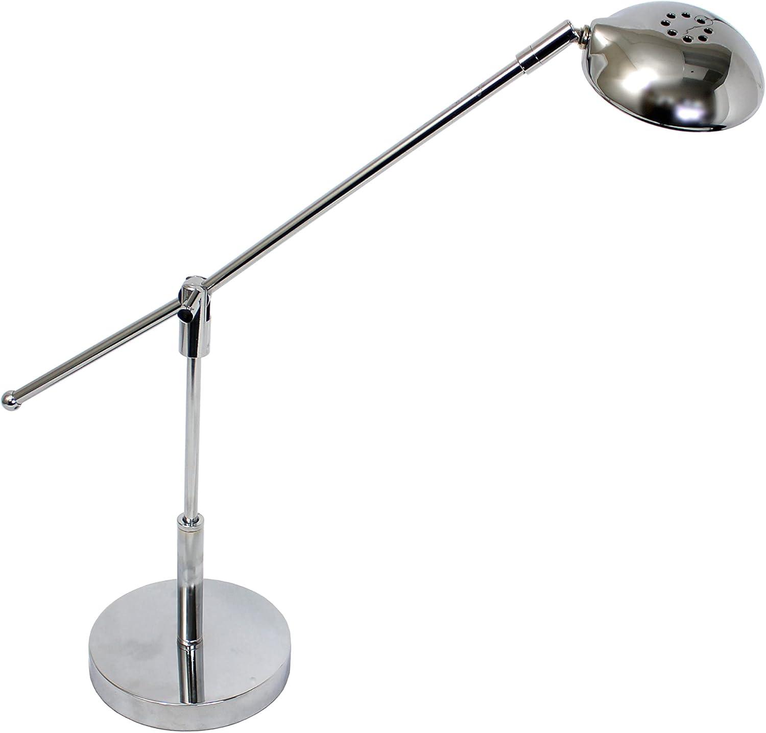 3W Balance Arm Chrome Desk Lamp with Swivel Head Silver (Includes LED Light Bulb) - Simple Designs: Adjustable, ETL Listed, for Office & Dorm