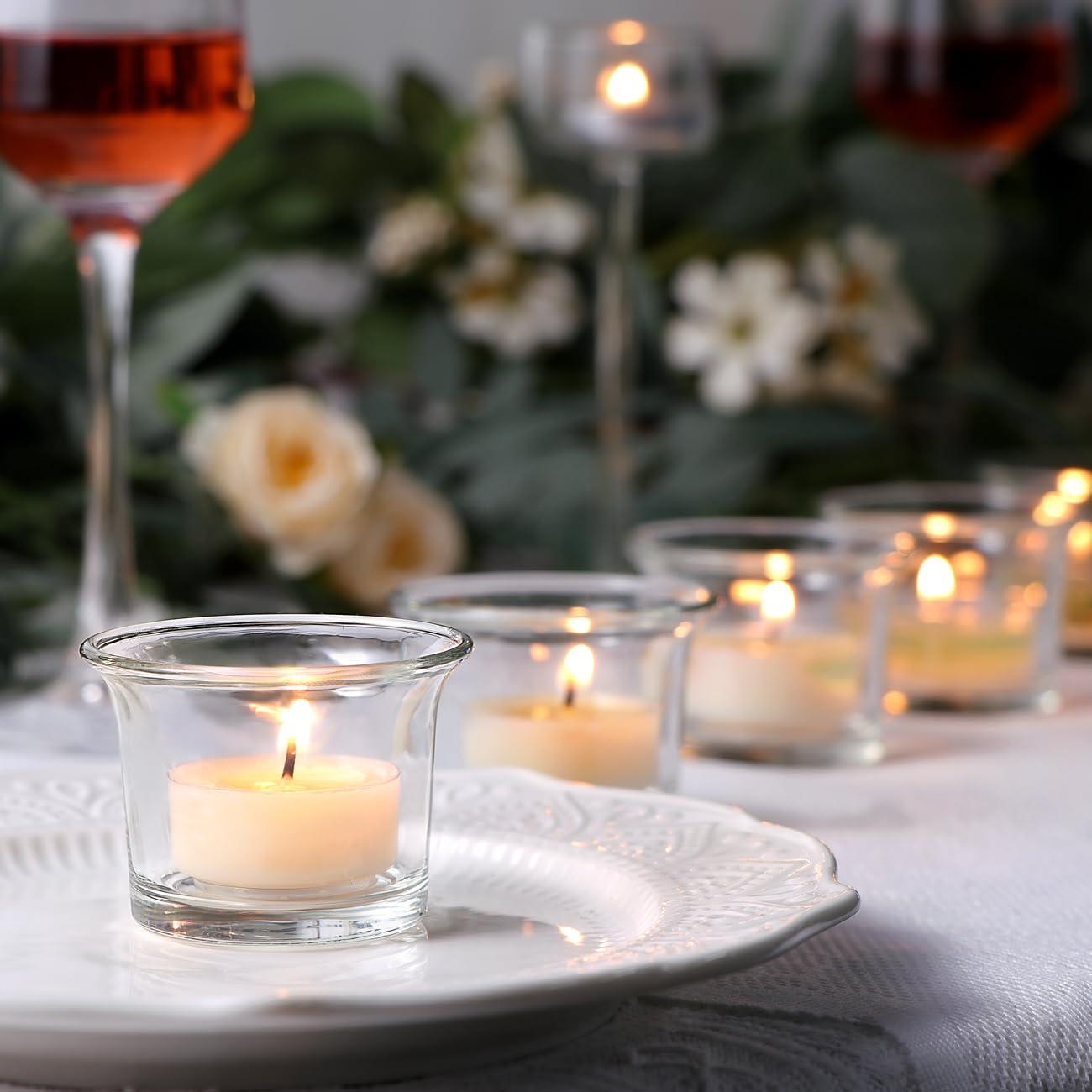Glass Votive Candle Holders,Tealight Candle Holder for Wedding Holiday Birthday Party Dinner & Home Decor,Set of 12