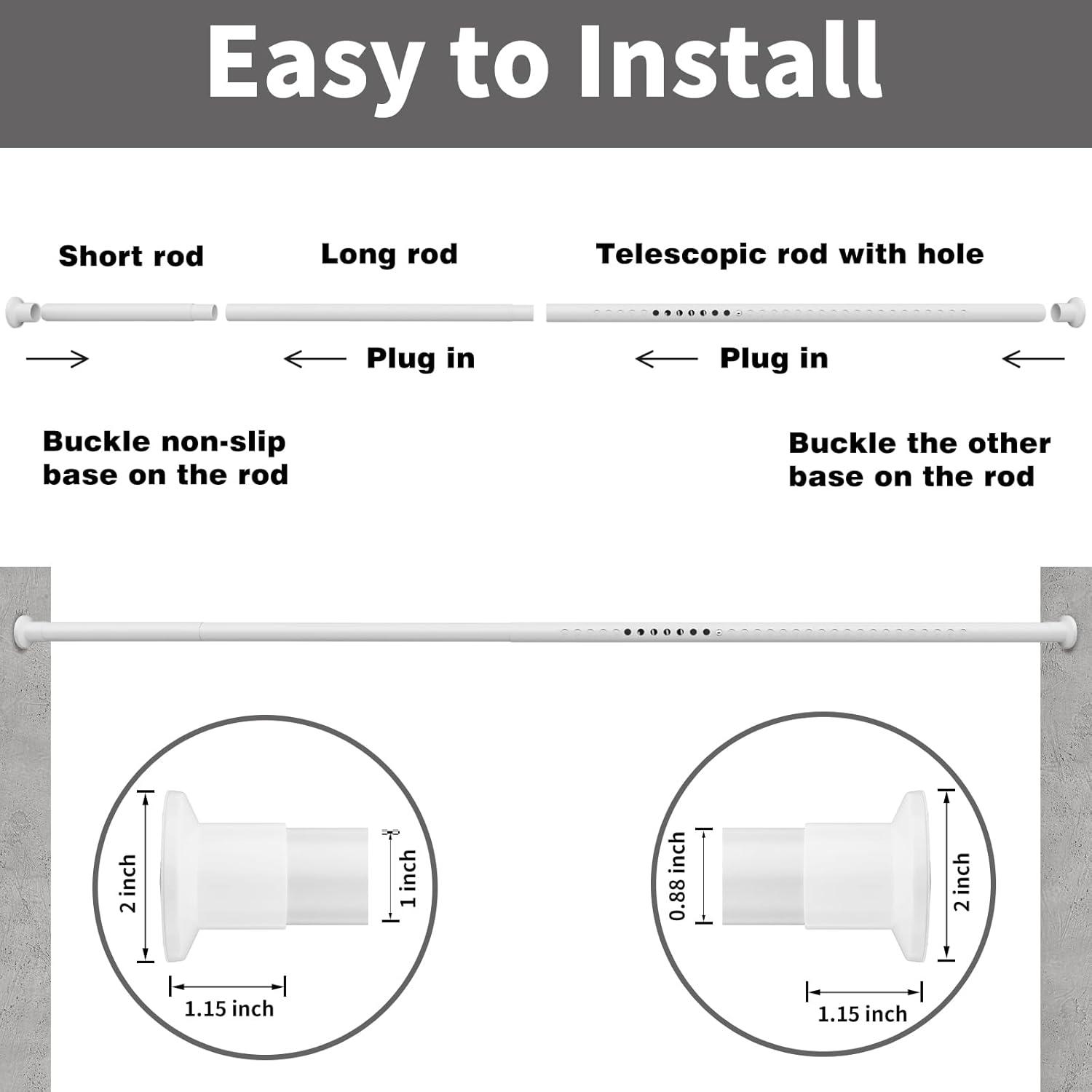 Kenney Twist & Fit Kenney Twist & Fit 24-40 Inch Adjustable Straight Stall Tension Shower Curtain Rod