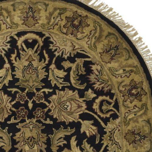 SAFAVIEH Classic Holly Floral Bordered Wool Area Rug, Black/Gold, 7'6" x 9'6" Oval