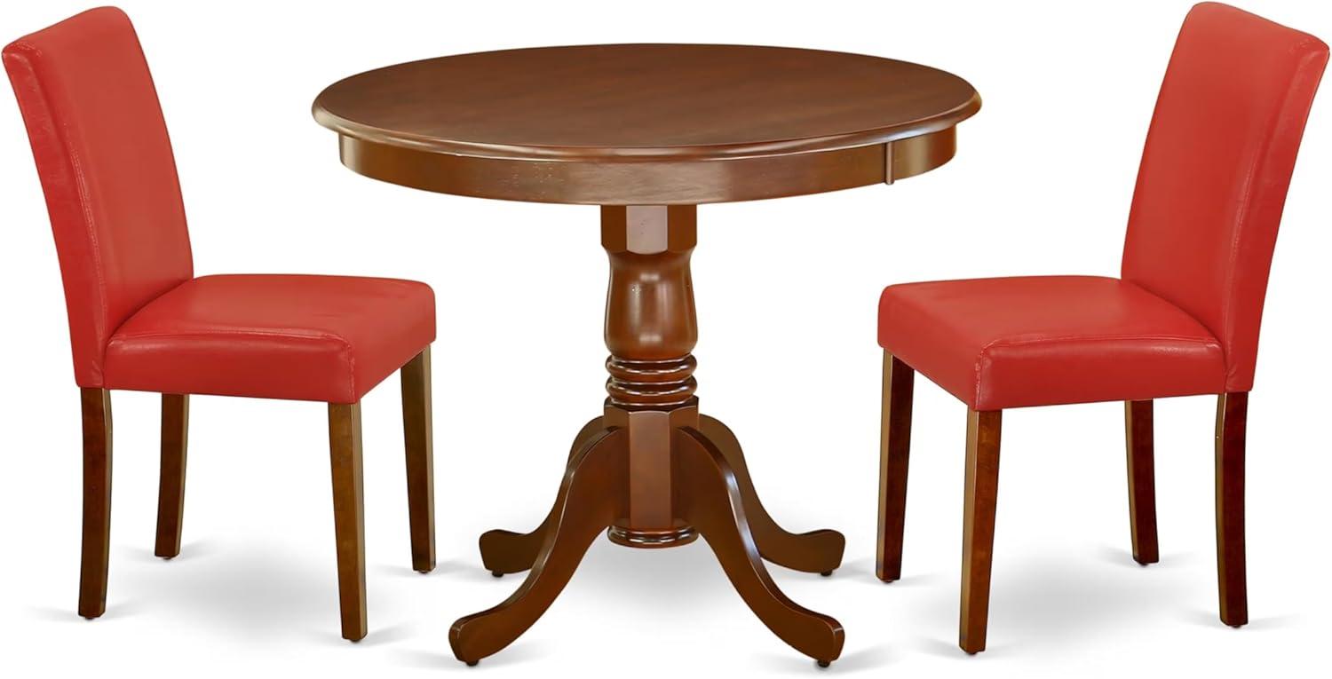 East West Furniture Antique 3-piece Wood Dinette Table Set in Mahogany