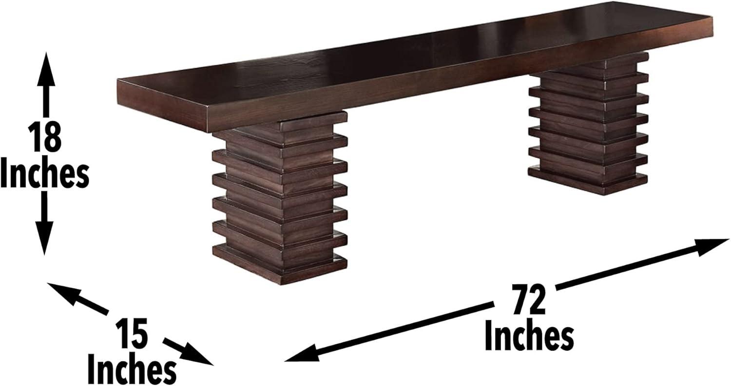 Briana Espresso Cherry Double Pedestal Dining Bench