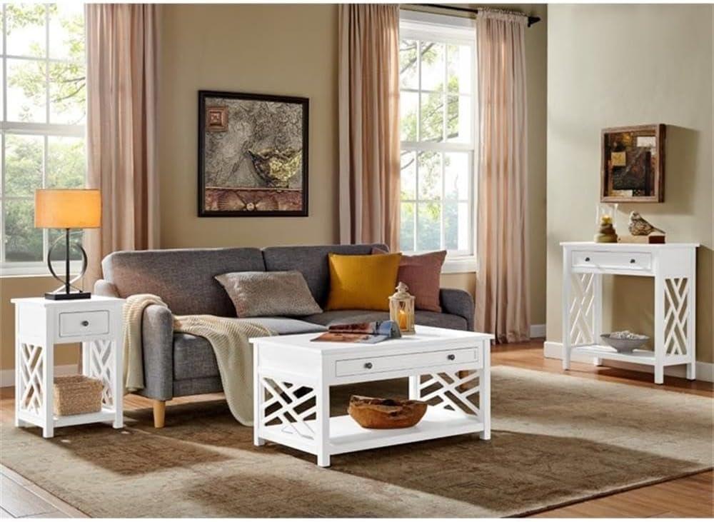 Alaterre Furniture Coventry 32" Pine Wood Console Table with Drawer and Shelf