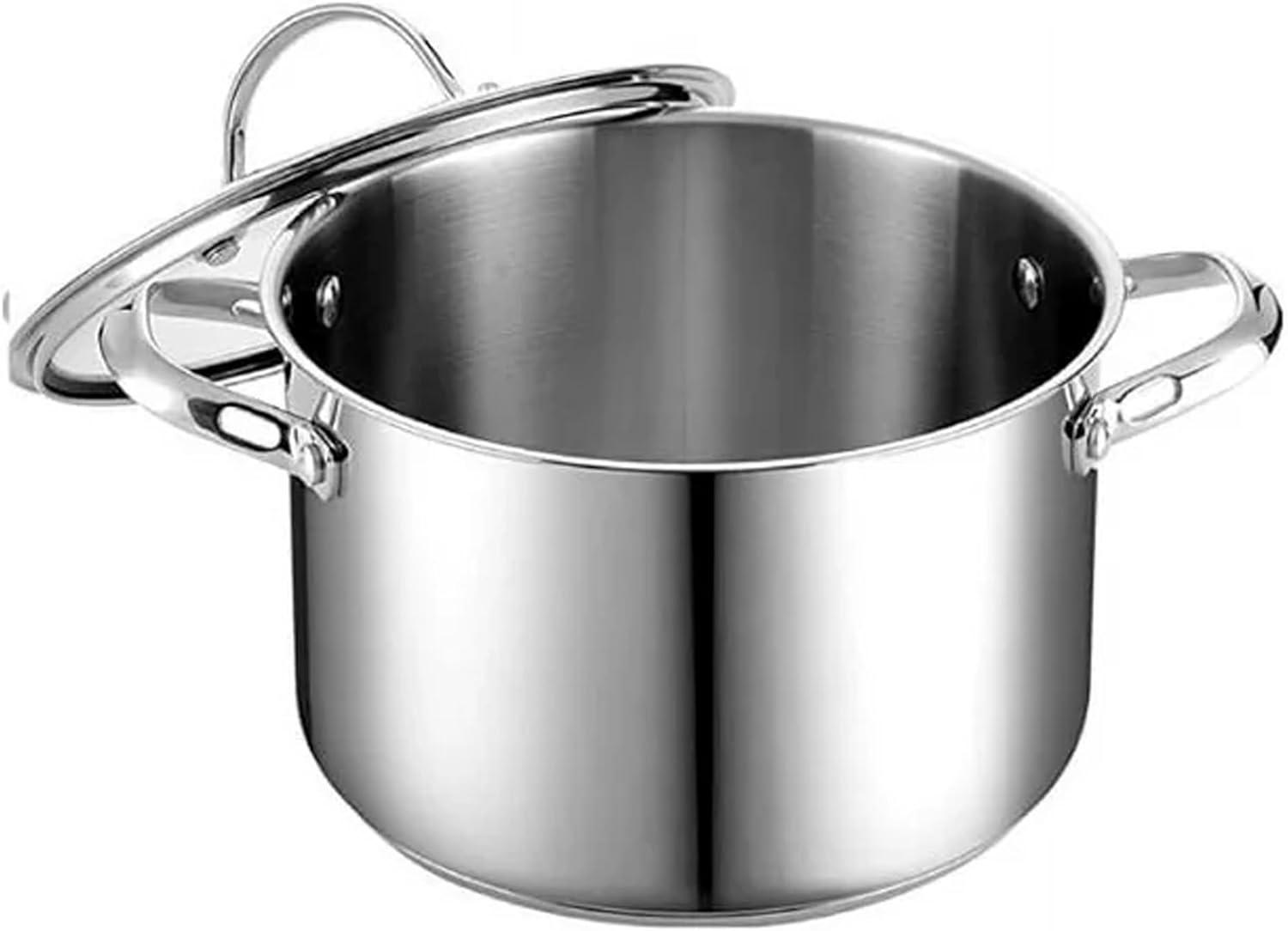 Cooks Standard Dutch Oven Casserole with Glass Lid, 6-Quart Classic Stainless Steel Stockpot, Silver