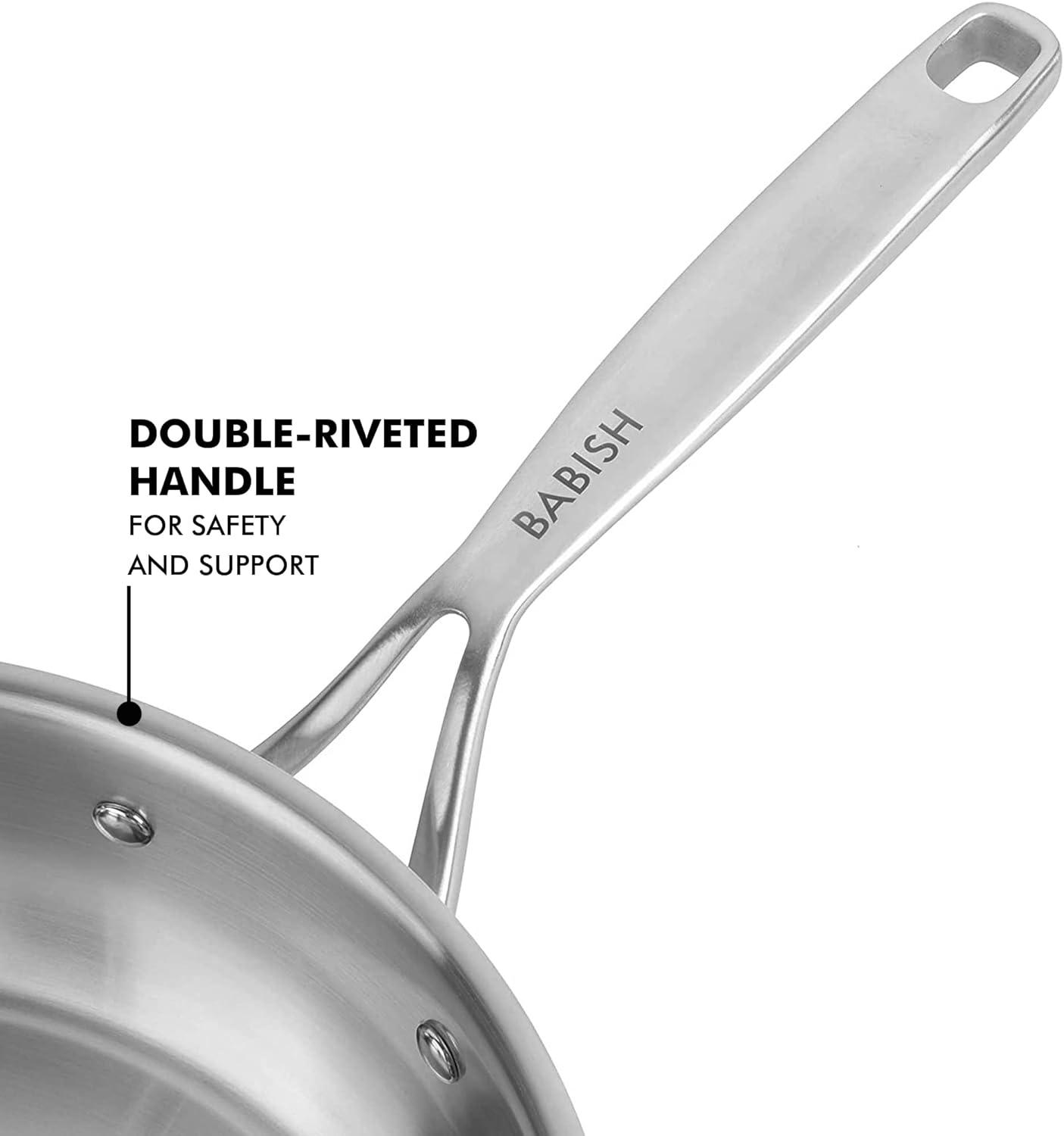 Babish 5-Quart Tri-Ply Stainless Steel Saute Pan with Lid