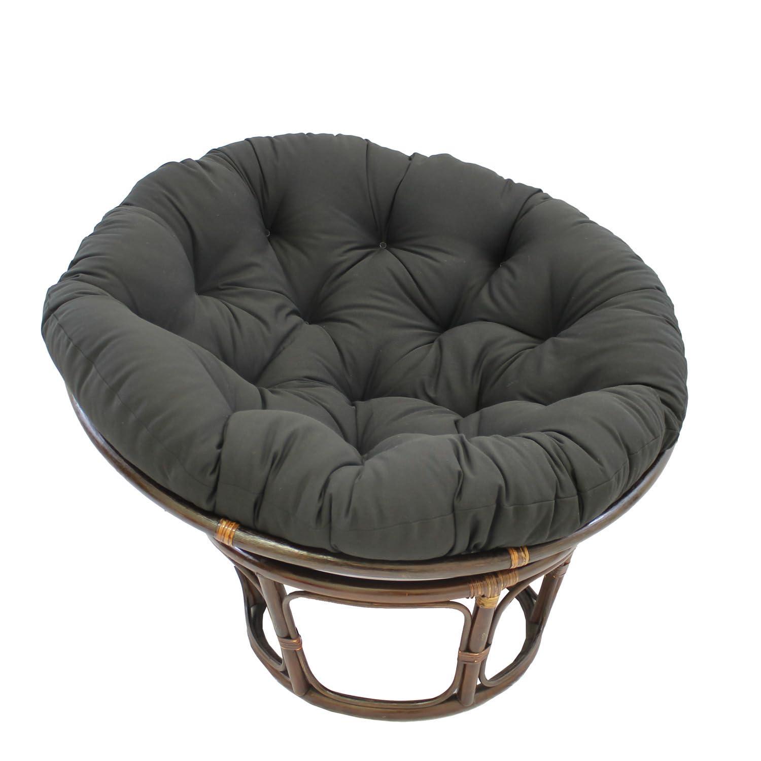 International Caravan 42" Rattan Papasan Chair with Solid Twill Cushion Burgundy: Stained Frame, Armless Design, 250lb Capacity