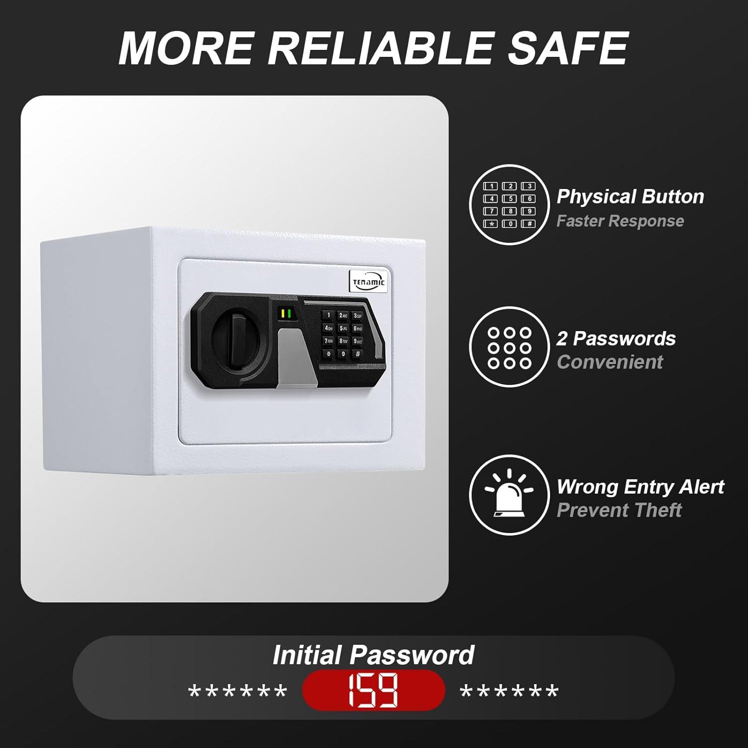 MASTER CRAFT WINDOW AND DOOR Safe Box 0.23 Cubic Feet Electronic Digital Security Box, Keypad Lock Box Cabinet Safes, Solid Alloy Steel Office Hotel Home Safe