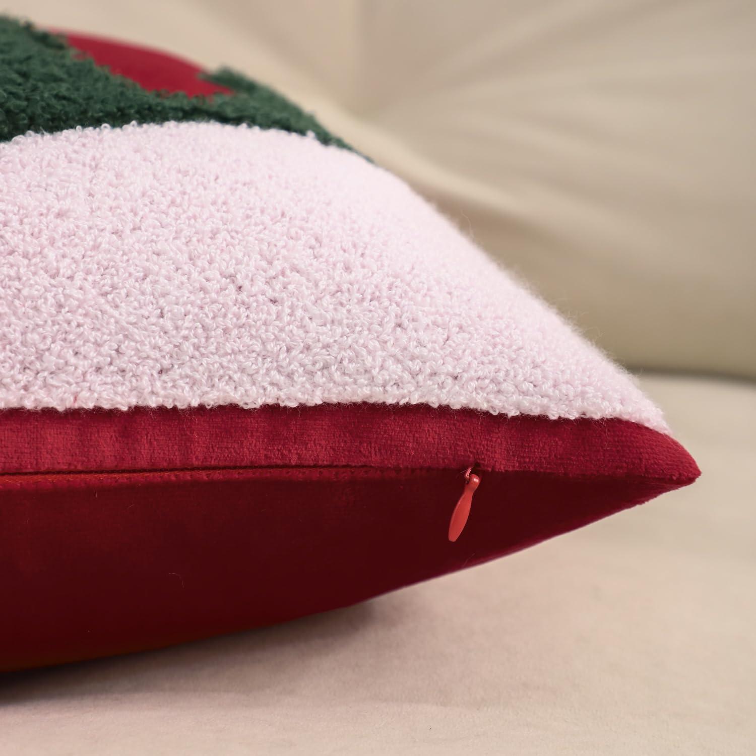 Christmas Red Velvet Reindeer and Trees 18x18 Pillow Covers