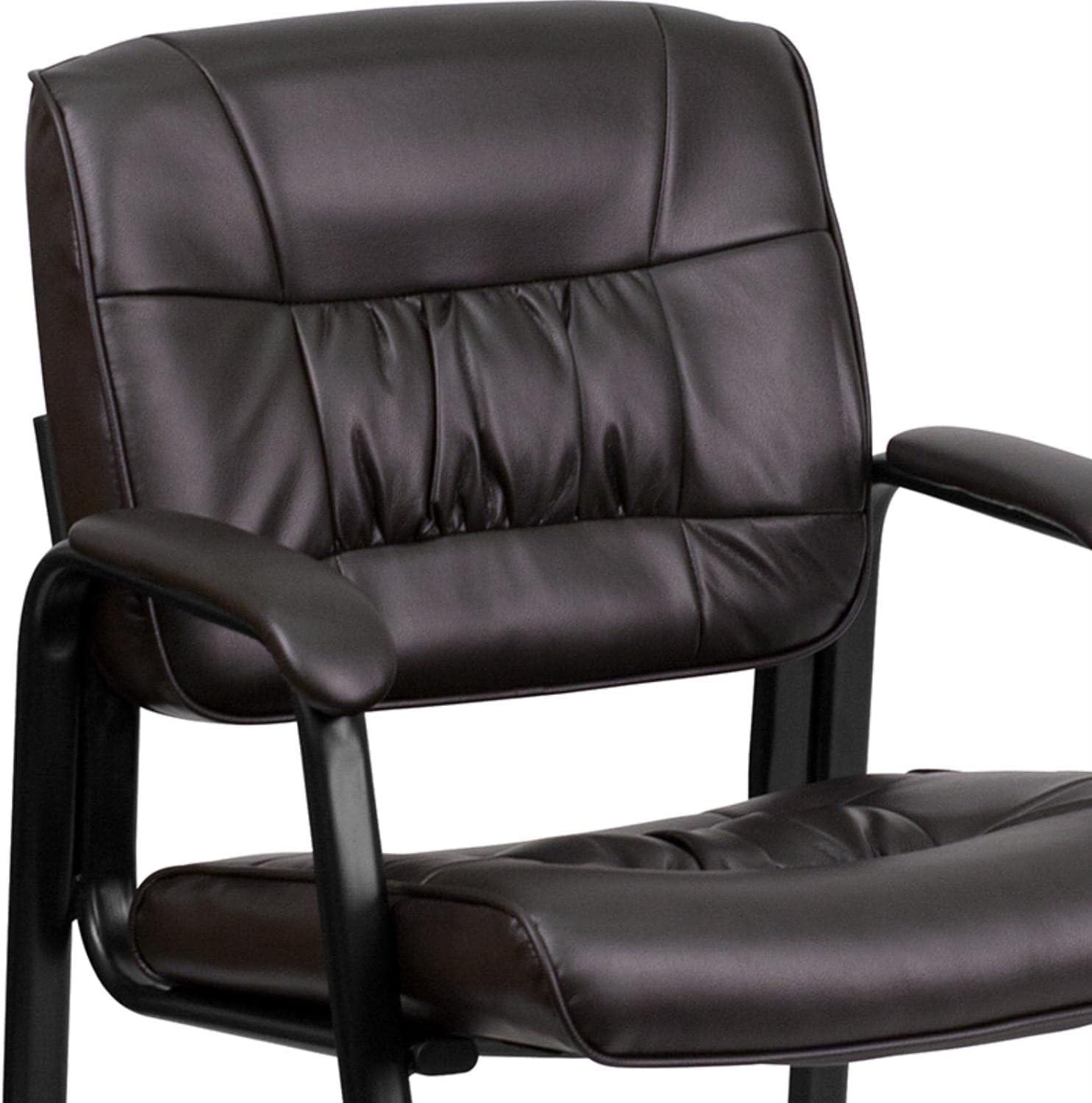 Flash Furniture Haeger LeatherSoft Tufted Executive Reception Chair with Padded Armrests, Brown