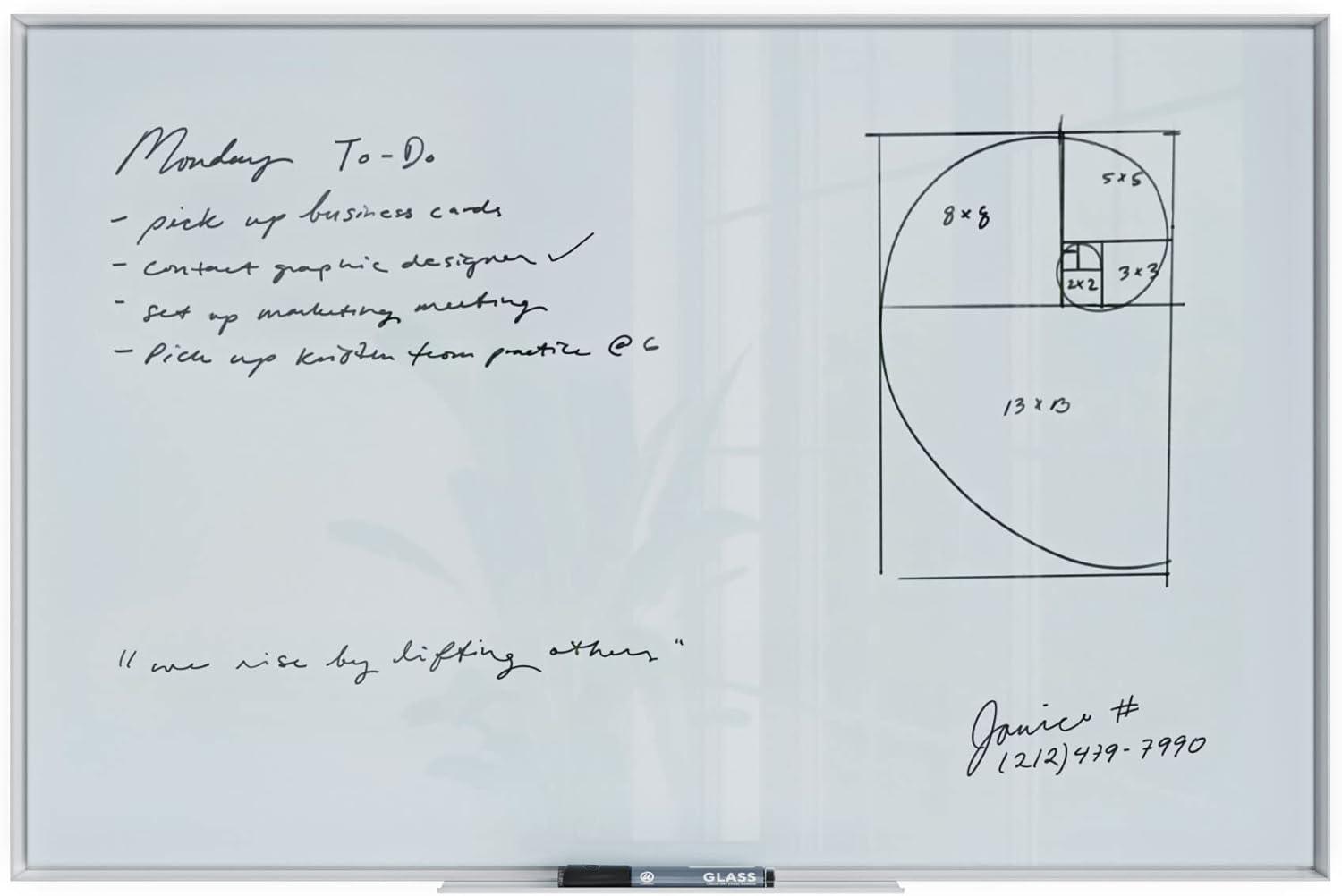 U Brands Wall Glass Medium - 4' - 6' Glass Board