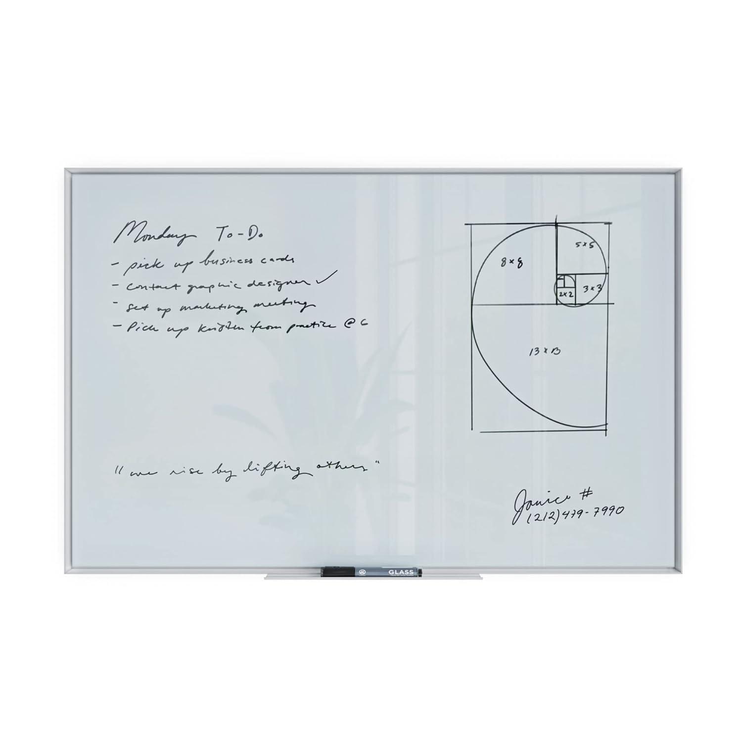 U Brands Wall Glass Medium - 4' - 6' Glass Board