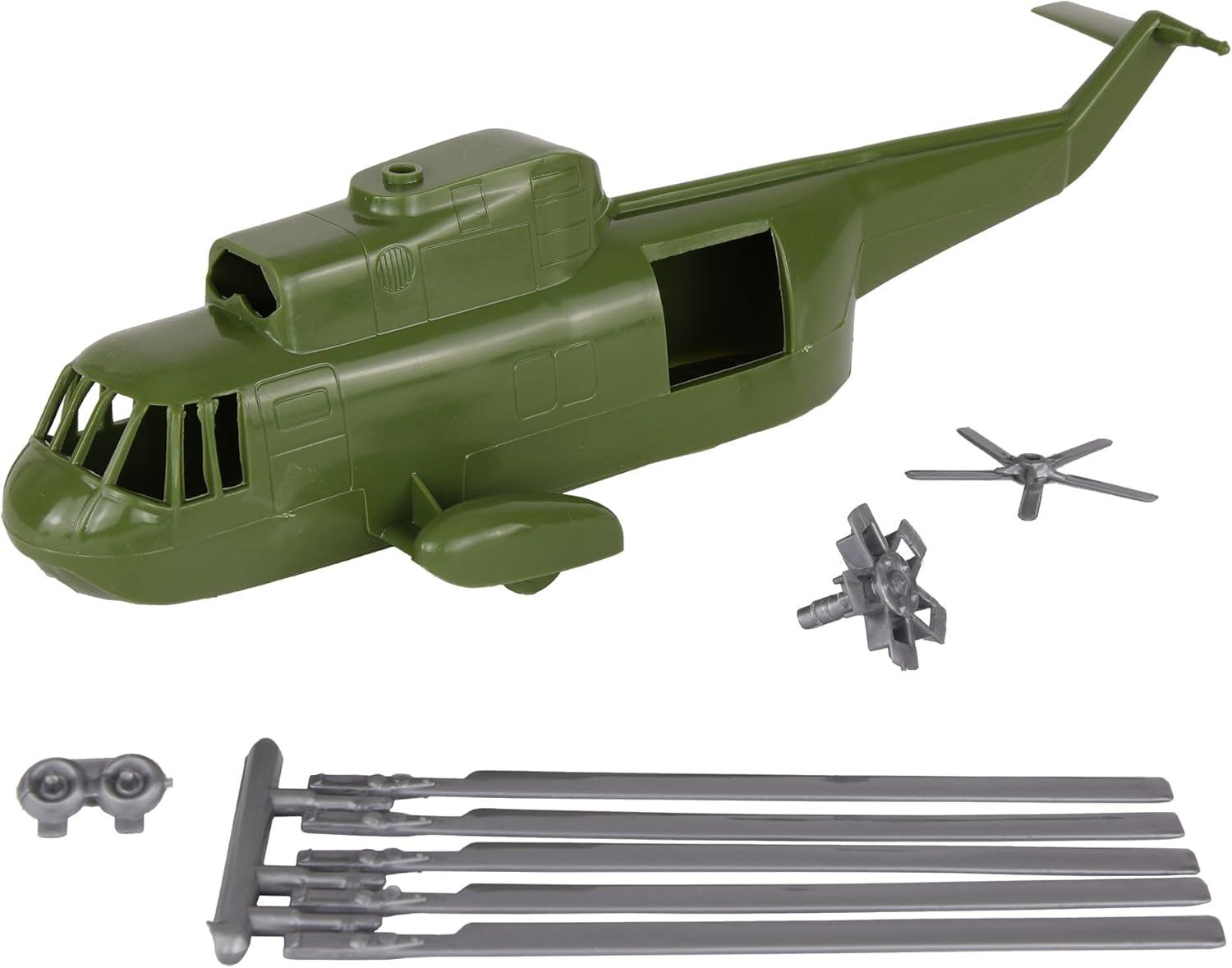 TimMee Plastic Army Men HELICOPTER Playset - OD Green 26pc Made in USA