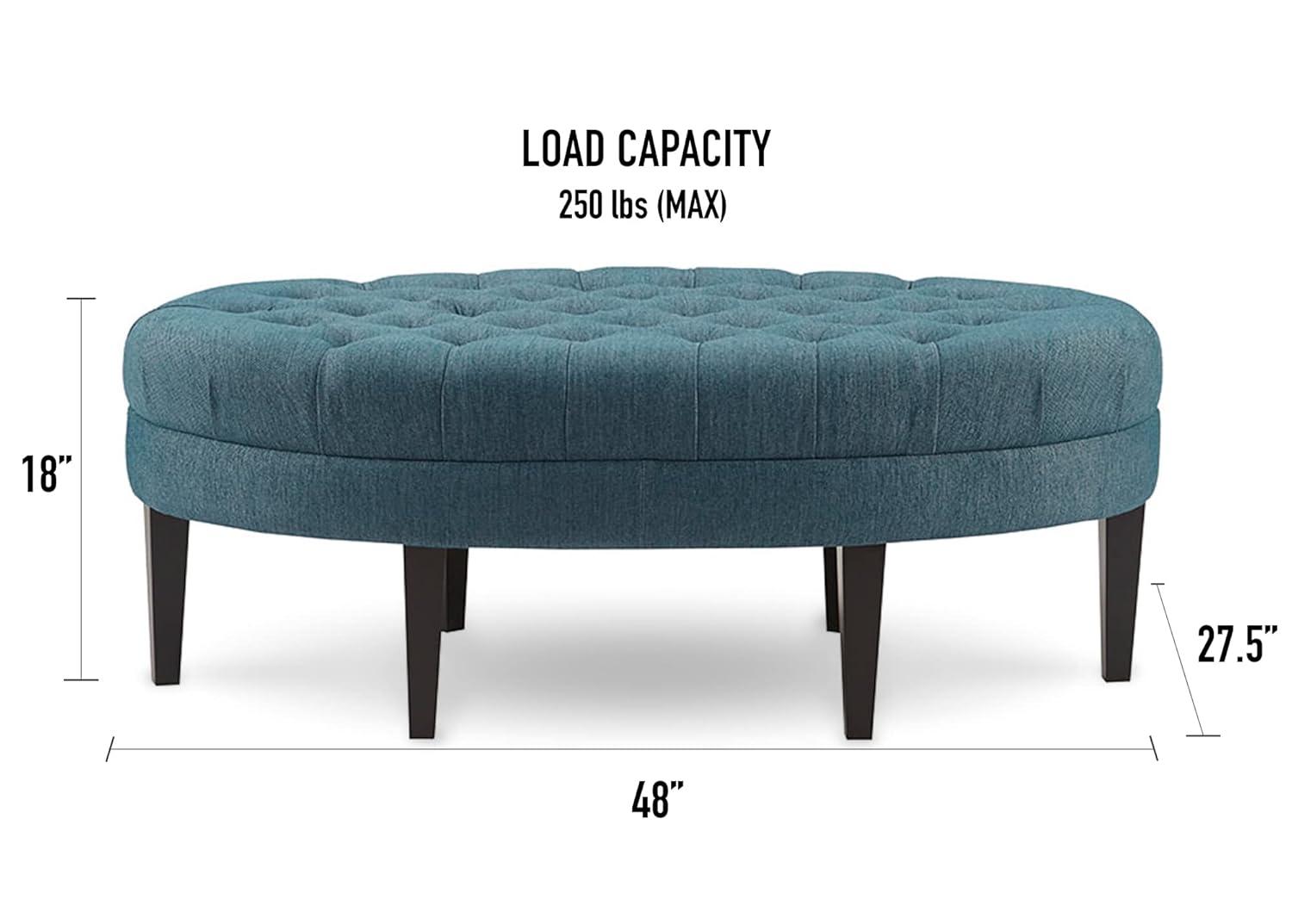Madison Park Matthew Surfboard Tufted Ottoman Brown: Madison Park Upholstered Oval Bench, Polyester, Foam Filled