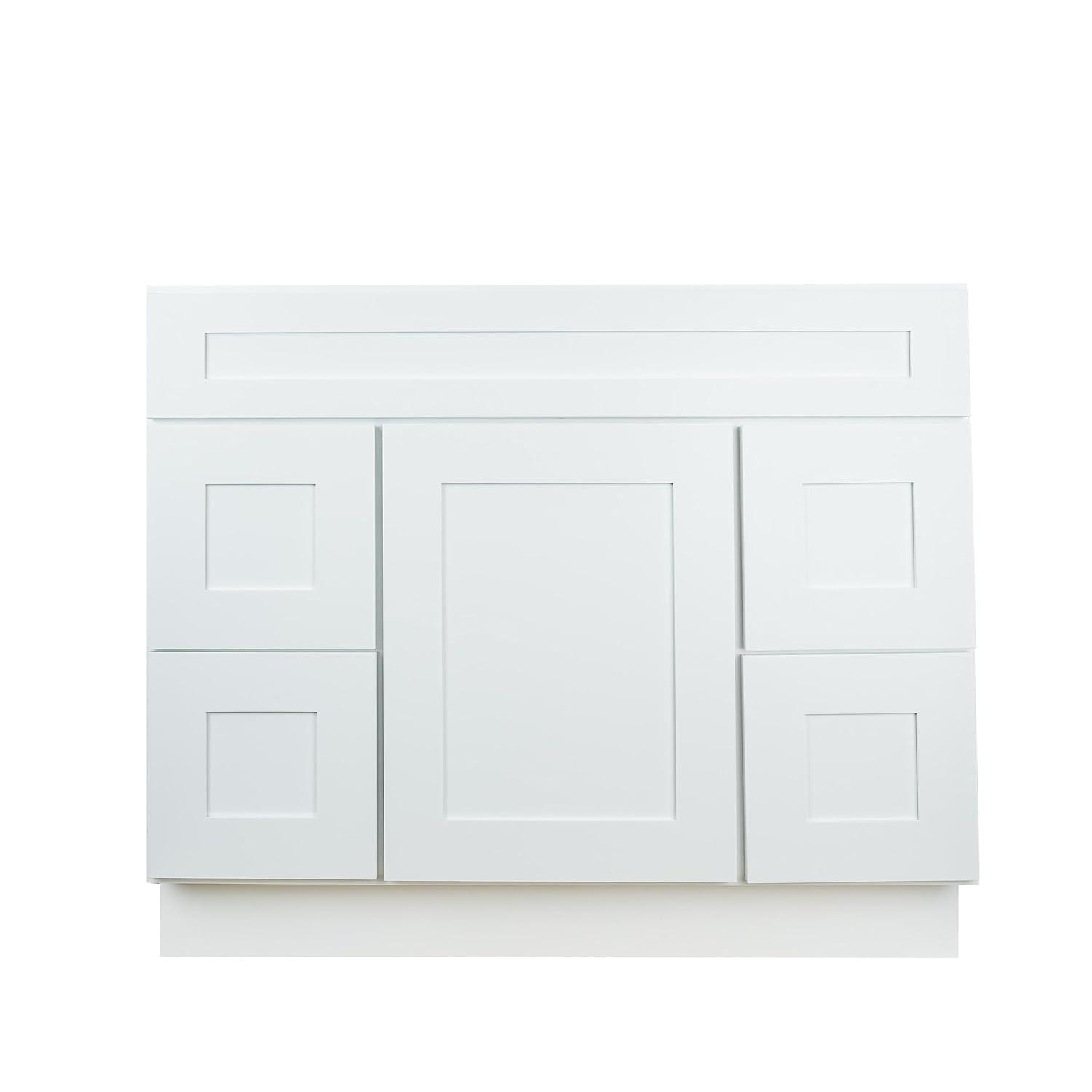 White Shaker Freestanding Bathroom Vanity with Drawers