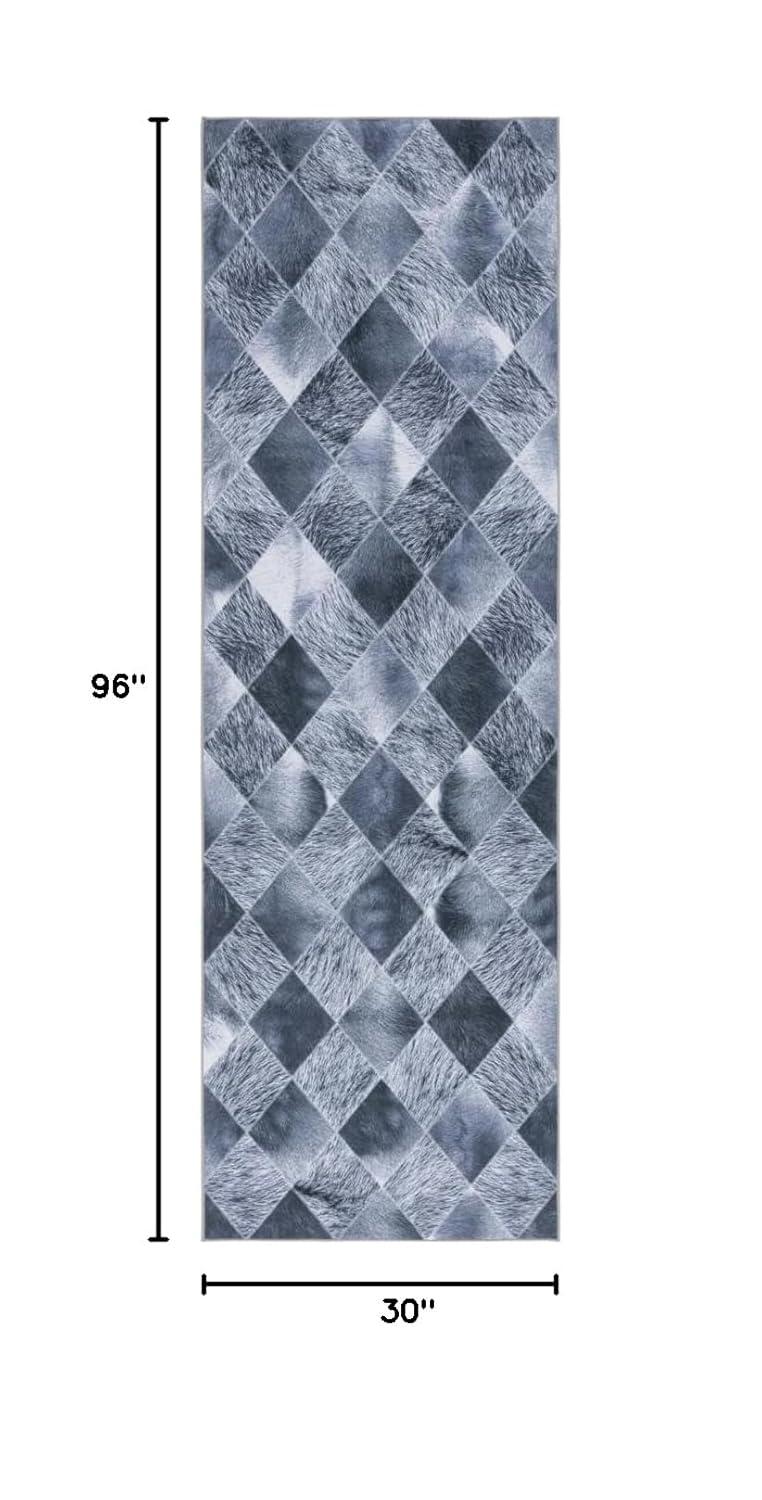 Faux Hide FAH550 Power Loomed Machine Washable Runner Rug - Grey/Dark Grey - 2'6"x8' - Safavieh.