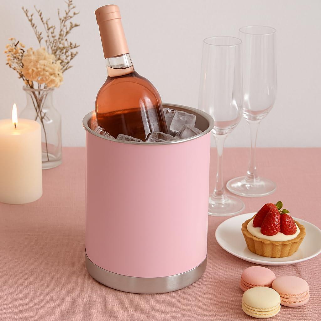 Creative Home Stainless Steel Tool Crock Utensil Holder, 5" x 5 "x 6.25", Pink