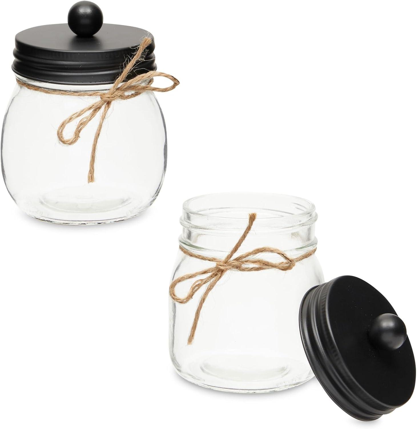 Okuna Outpost 4 Piece Glass Bathroom Accessories Set with Soap Dispenser, Toothbrush Holder, Apothecary Mason Jar