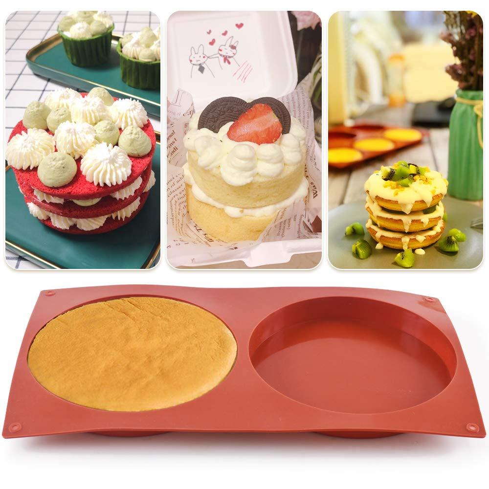 ionEgg Round Cake Pans, 5.4 Inches Silicone Molds for Baking, Nonstick & Quick Release Baking Pans for Layer Cakes, Cheese Cakes, Rainbow Cakes and Chocolate Cakes, Pack of 2