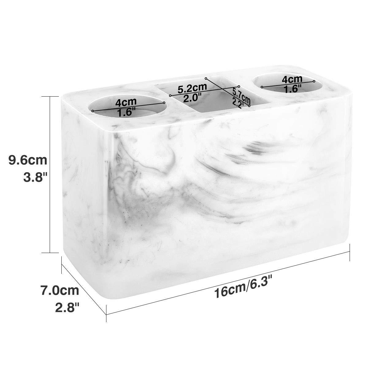 Luxspire Electric Toothbrush Holder, 3 Slots Large Marble Toothbrush Toothpaste Stand, Resin Storage for Bathroom Accessories Vanity Counter Sink Organizer Caddy Marble Style- Ink White
