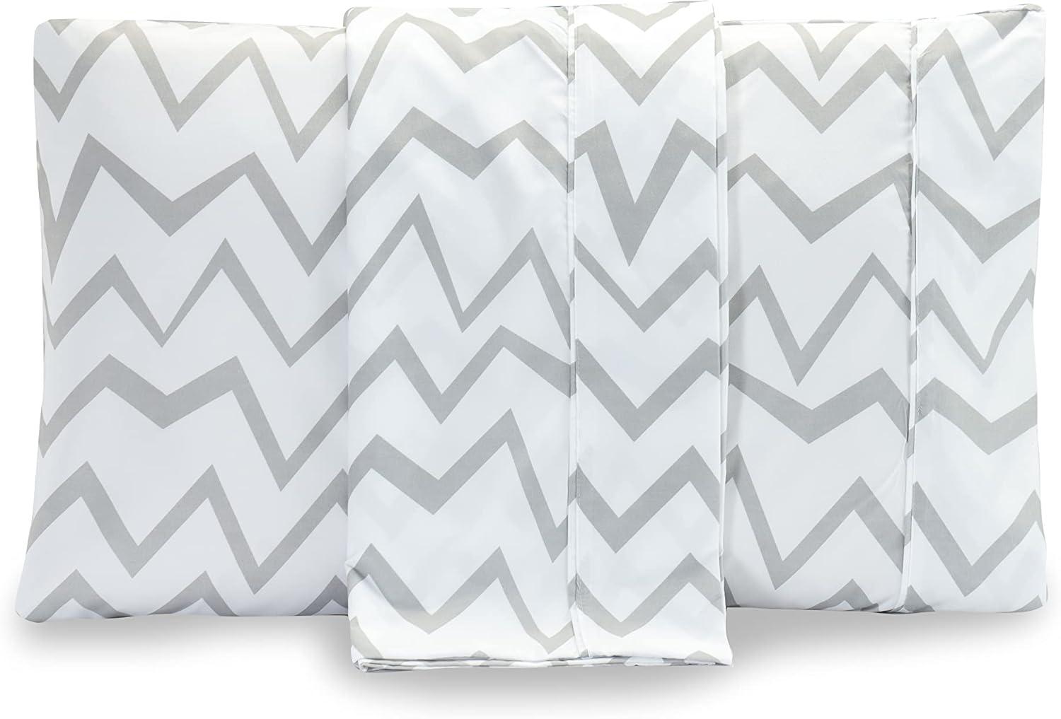 Mocassi Pattern Printed Pillowcases 2-Piece Set Egyptian Quality 1500 Thread Count Timeless Classic Designs Soft and Smooth Weave, Wrinkle Resistant, Chevron Queen Pilllowcase, Gray