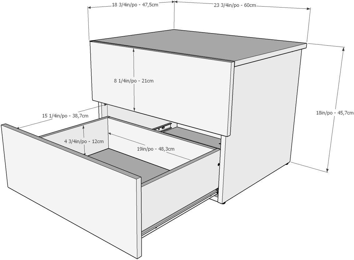 Modern Walnut Finish 2-Drawer Nightstand with Metal Slides