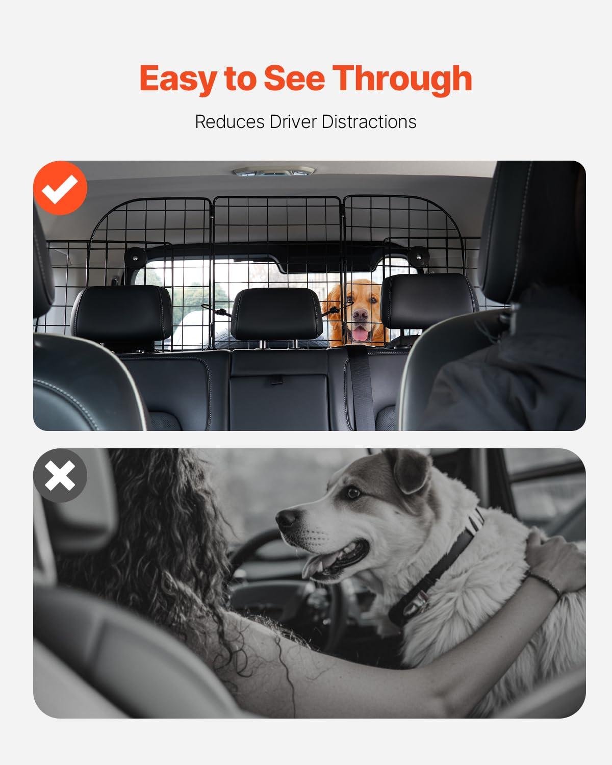 Dog Car Barrier, Adjustable Car Divider for Trunk Cargo Area, Universal-Fit Back Seat Wire Mesh barrier, Furniture Cover