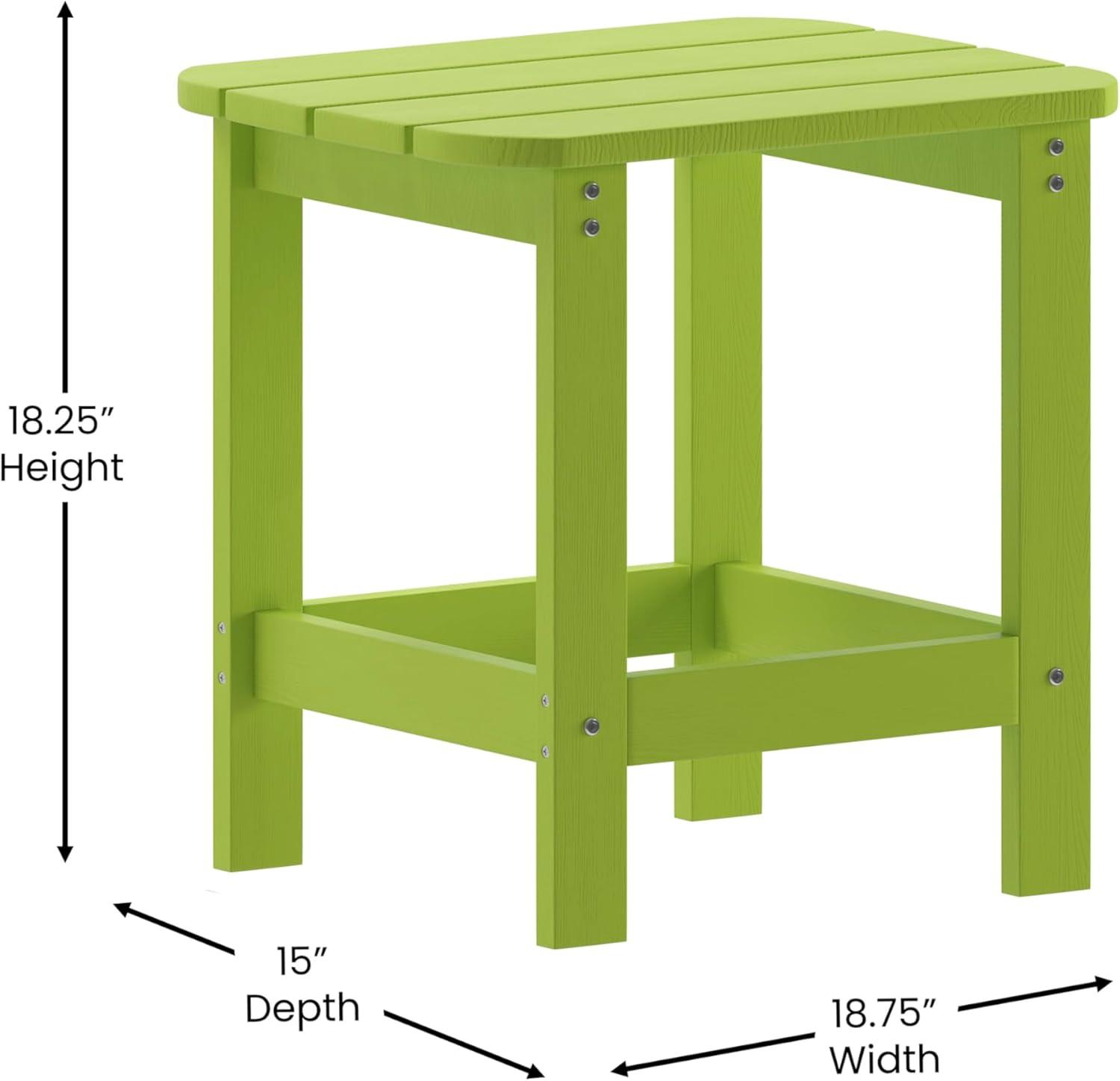 Flash Furniture Charlestown Tiered Commercial Poly Resin Adirondack Side Table - Lime Green - All-Weather - Indoor/Outdoor