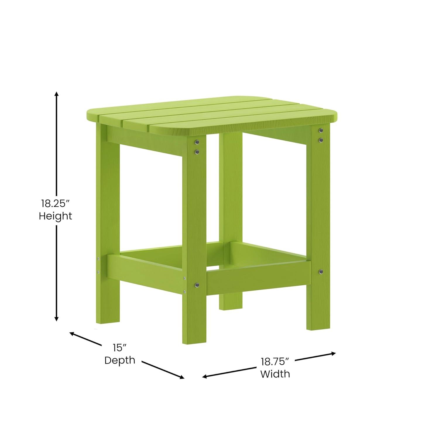 Flash Furniture Charlestown Tiered Commercial Poly Resin Adirondack Side Table - Lime Green - All-Weather - Indoor/Outdoor