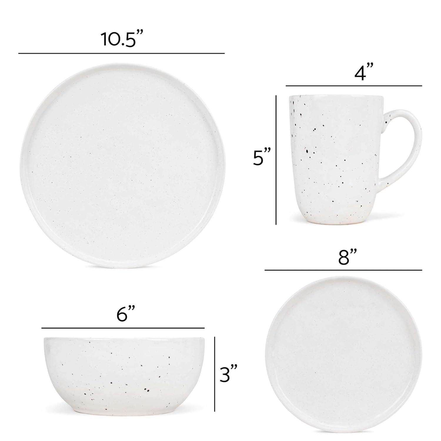 Stone Lain Jade 16-Piece Stoneware Dinnerware Set, Service for 4, White