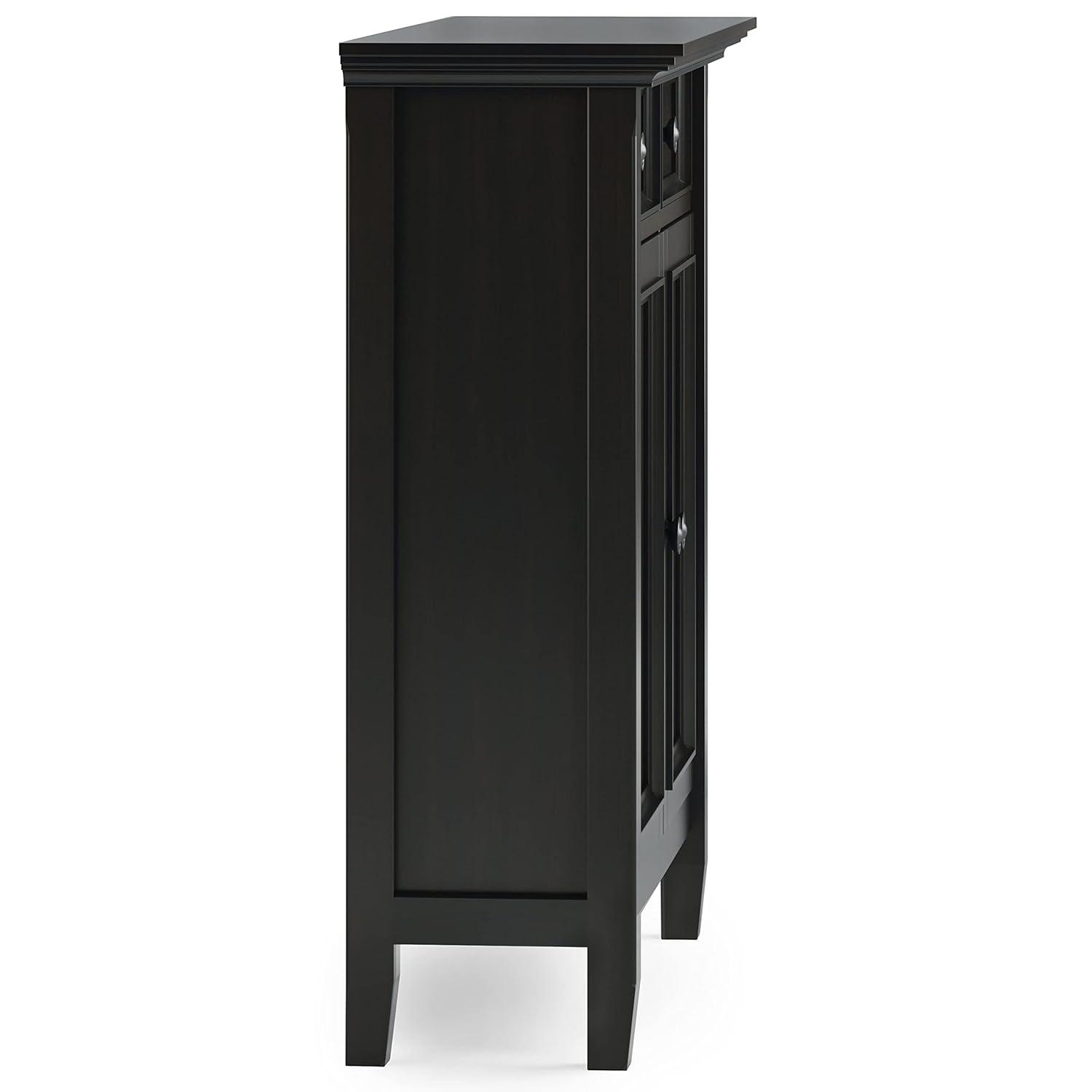 Simpli Home Amherst 36"W Solid Wood 2-Shelf Entryway Storage Cabinet with 2 Drawers and Adjustable Shelves